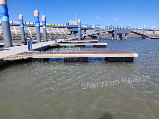 Durable Floating Dock Bridge Marina Pontoon Walkway With Wood Decking